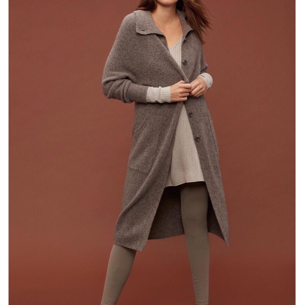 Babaton Aritzia Alpaca Wool‎ Blend Longline Coat Taupe Gray Size S